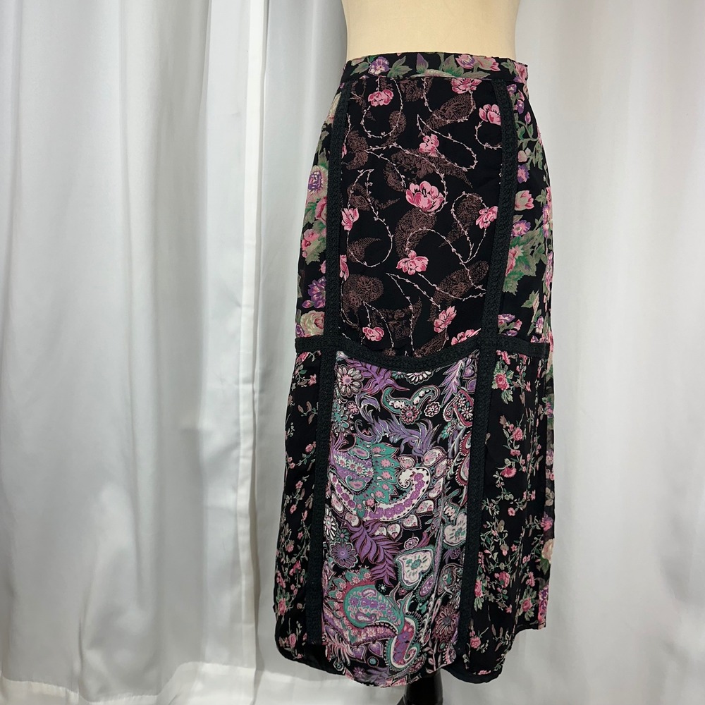 Requirements Petite Patchwork Floral Paisley Maxi Skirt Size PM Boho